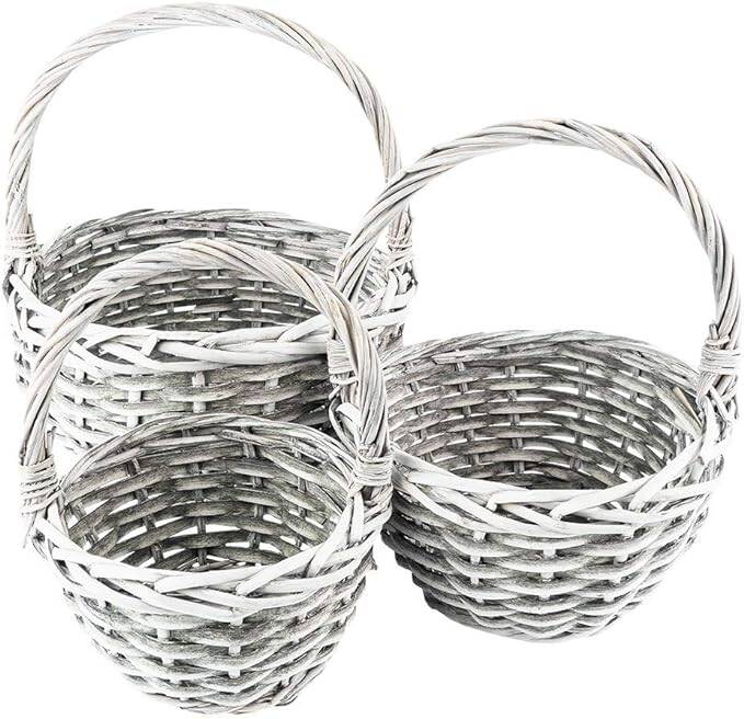 deen mit Herz Weidenkorb-Set | 3 Körbchen in unterschiedlichen Größen: Ø14, Ø18, Ø21 cm | mit Henkel | geflochten | rund | klein | ideal als Präsent- oder Geschenkkorb (Hell) 3 dekorative Weidenkörbe, verschiedene Größen, mit Henkel. Perfekt geeignet für 