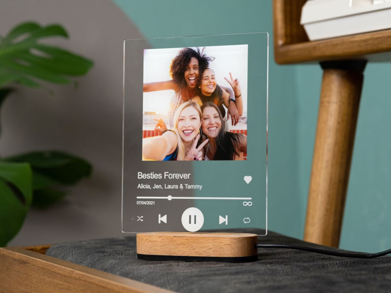 Geburtstagsgeschenke für die beste Freundin für sie oder ihn, personalisierte Song-Plakette aus Glaskunst, personalisierte Album-Cover-Plakette, Geschenke für die Freundin, Freundschaftsgeschenk Das beste personalisierte Geburtstagsgeschenk für Ihren best