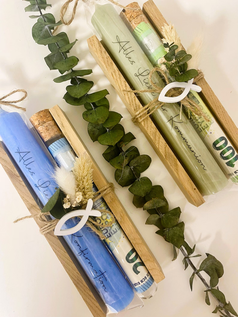Taufe, Kommunion, Konfirmation, Geldgeschenk, Kommunionsgeschenk, Konfirmationsgeschenk, Kerze, Trockenblumen, Geschenk ☆☆☆☆ Du möchtest etwas Besonderes zu einer Taufe verschenken? Dann bist Du hier genau richtig! ☆☆☆☆  ☆☆ Perfekt, wenn man ein Geldgesch