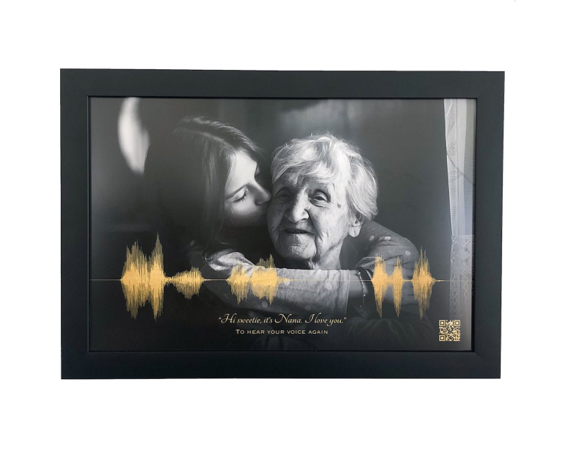 Sprachaufnahme Erinnerungsgeschenk | Verlust der Mutter | Anrufbeantworter Soundwave Art mit QR-Code | Weihnachtsgeschenk