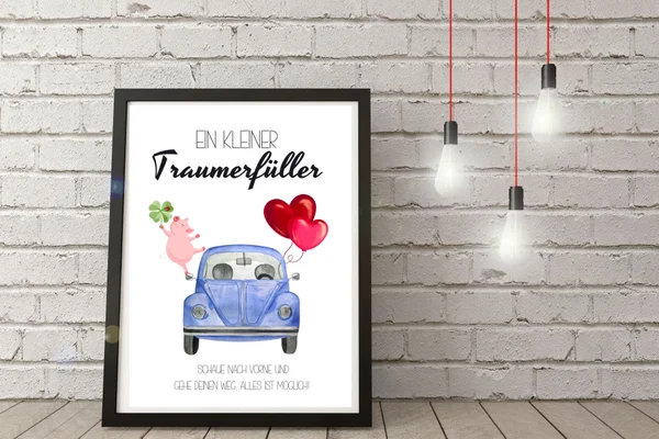 Traumerfüller Führerschein Geldgeschenk A4 Poster | Geld für Auto | DIY Vorlage Geschenk Inspiration | Sofort-Download png-Datei