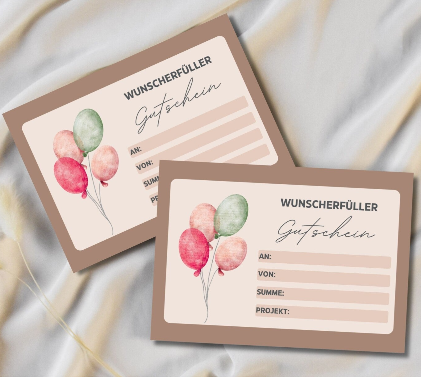 Gutschein Wunscherfüller Geburtstag A6 zum Ausdrucken 14,8 - 10,5 cm | DIY Gutscheinkarte selber basteln | Last-Minute-Geschenk für verschiedene Anlässe | Druckvorlage Sofort-Download png-Datei