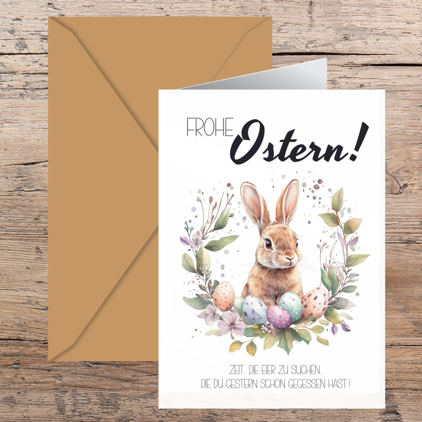 Klappkarte Frohe Ostern! | DIY Geldgeschenk zum Ausdrucken A6 14,8 cm x 21 cm | Kreative Grusskarte Last-Minute-Geschenk zu Ostern | Druckvorlage Sofort-Download png-Datei
