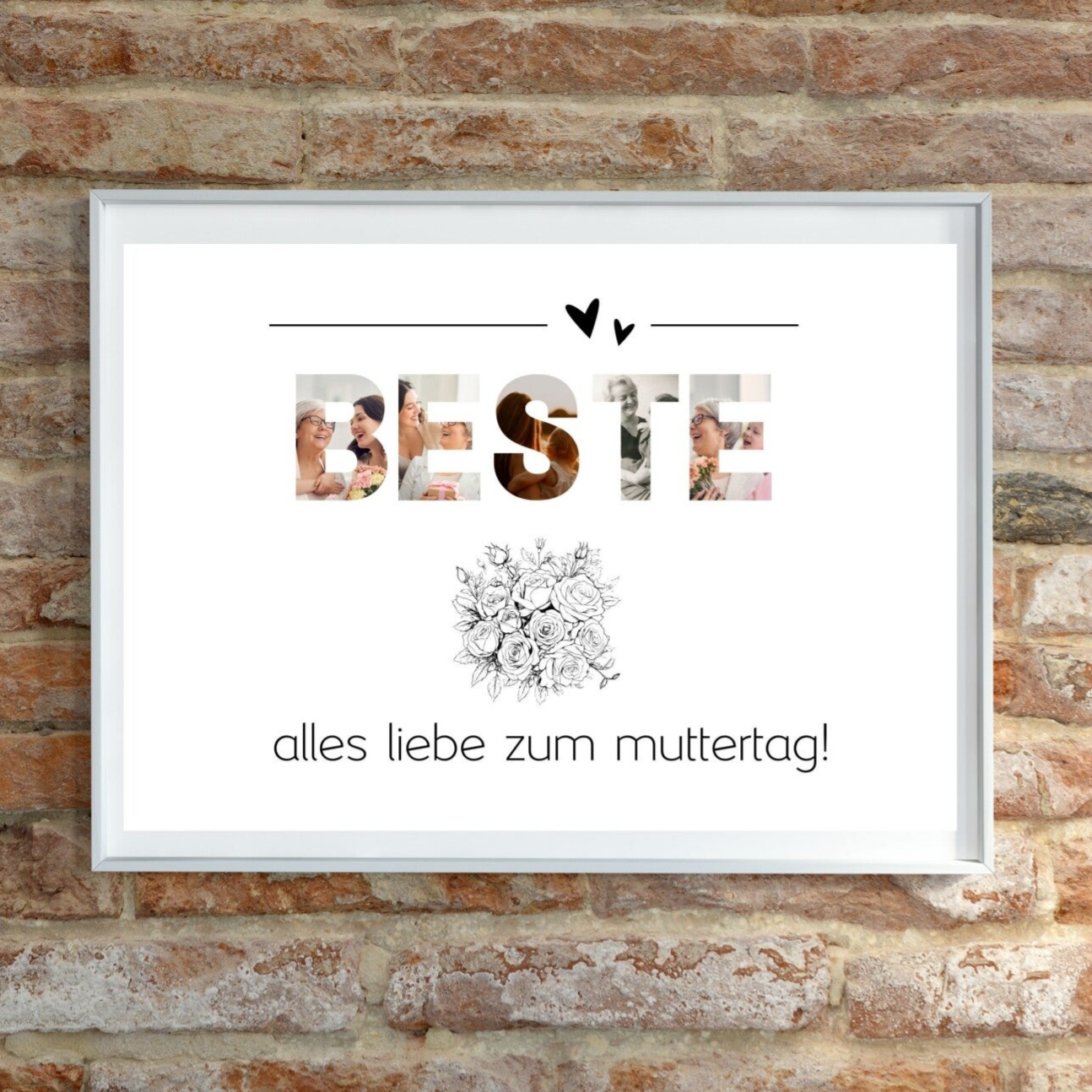 BESTE Print Poster A4 Geschenk zum Muttertag | Geschenk für Oma Tante Schwester Mutter | Foto Poster oder Geldgeschenk Wandbild ausdrucken | schnelle DIY Vorlage Last-Minute-Geschenke | Sofort-Download png-Datei