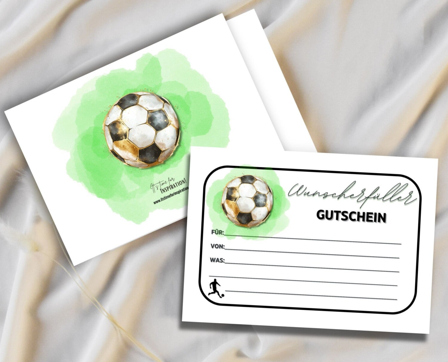 Fussball Gutschein Wunscherfüller | A6 zum Ausdrucken 14,8 - 10,5 cm | DIY Gutscheinkarte selber basteln | Last-Minute-Geschenk für Fussballer & Fussballfans | Vorlage Sofort-Download png-Datei