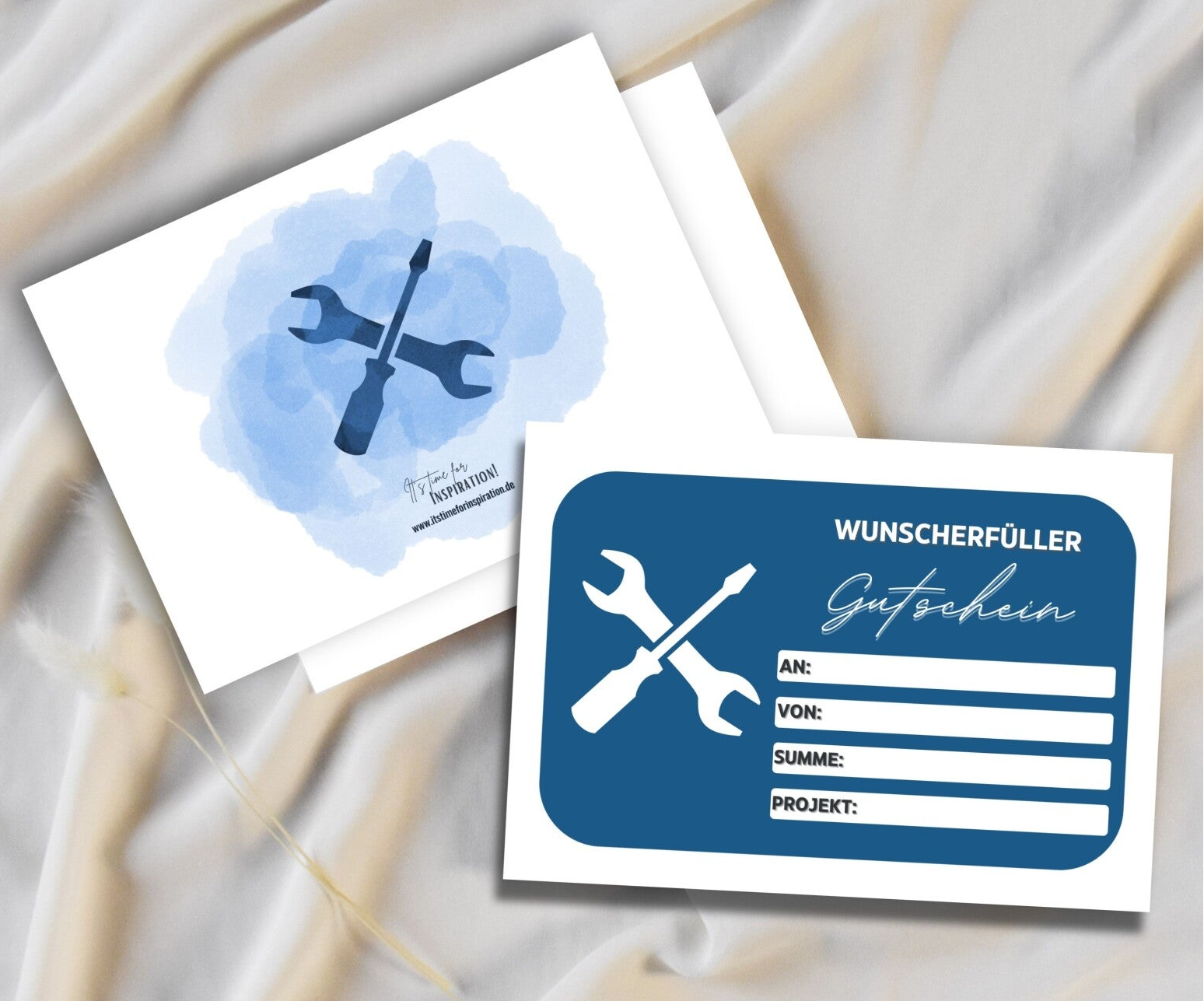 Gutschein Wunscherfüller Handwerker Projekte | A6 zum Ausdrucken 14,8 - 10,5 cm | Geburtstag DIY Gutscheinkarte selber machen | Last-Minute-Geschenk für Männer | Sofort-Download png-Datei