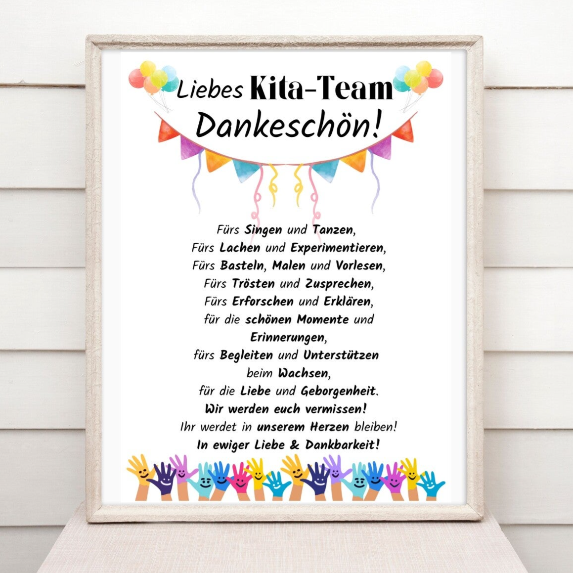 Abschiedsgeschenk Kita | Dankeschön Poster Kindergarten Team | Geschenkidee Abschied von Kita und Erzieherin | Dankeschön Geschenke Inspiration | Sofort-Download png-Datei