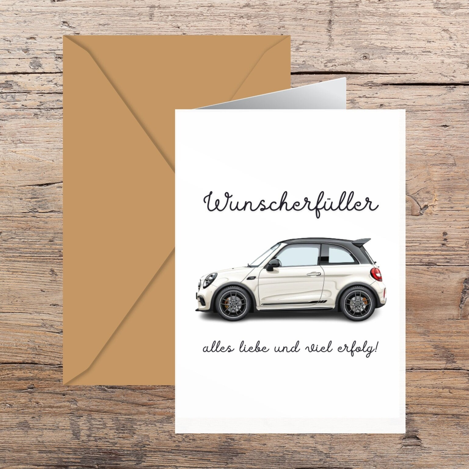 Wunscherfüller DIY Klappkarte Geldgeschenk Führerschein | Geld für neues Auto | Grusskarte zum Ausdrucken 14,8 cm x 21 cm | Geburtstagswünsche | Sofort-Download pdf-Datei