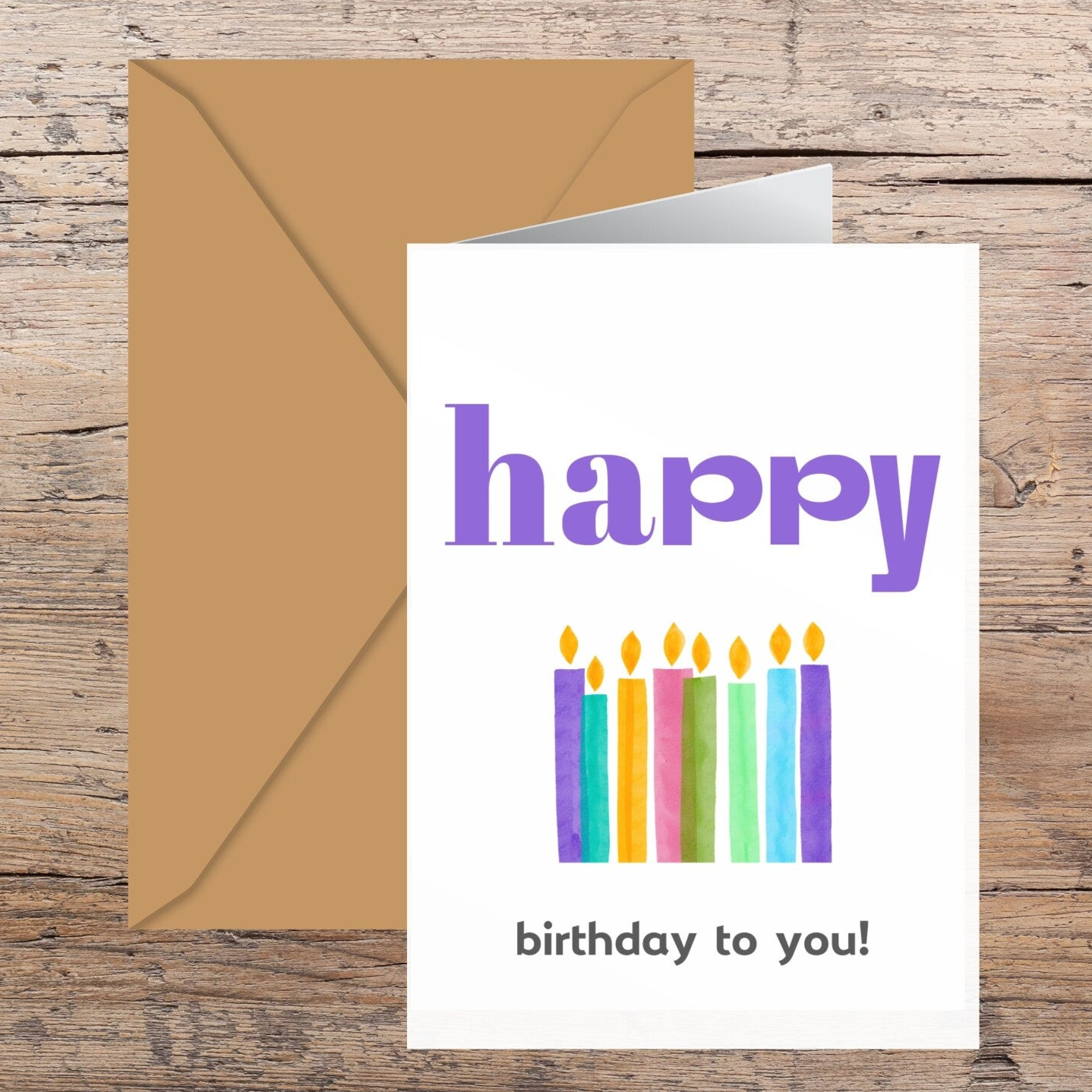 Geburtstagskarte Happy Birthday to you! mit bunten Kerzen | DIY Klappkarte zum Ausdrucken A6 | 14,8 cm x 21 cm | Karte selber basteln | Last-Minute Geburtstagsgeschenk Sofort-Download pdf-Datei