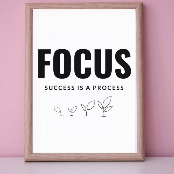 FOCUS - Succes is a process Poster A4 | Motivationsquote Business Durchhalten Geburtstagsgeschenk | dekorative Wanddeko für Büro, Home Office & Wohnräume | Sofort-Download png-Datei