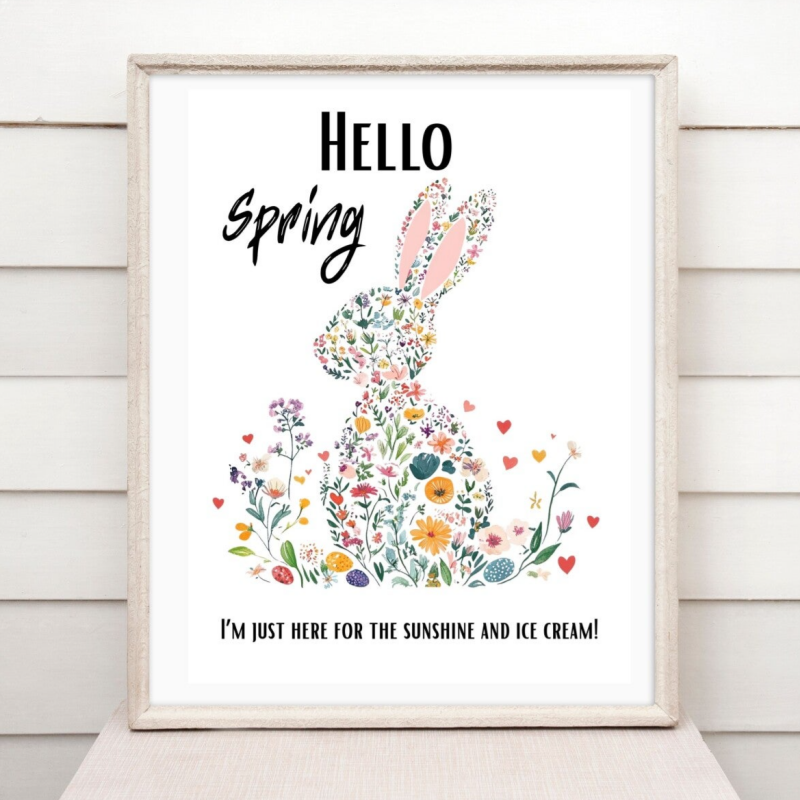 Hello Spring Poster A4 | Frühlingsdeko selber basteln | Wanddeko zu Ostern | DIY Wandbild Inspiration | Sofort-Download png-Datei