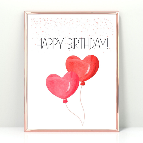 Geldgeschenk Happy Birthday Herzballoons Poster A4 minimalistisch | Geburtstagsgeschenk | kreativ Geld verschenken | DIY-Last-Minute-Geschenk | Sofort-Download zum Ausdrucken png Datei