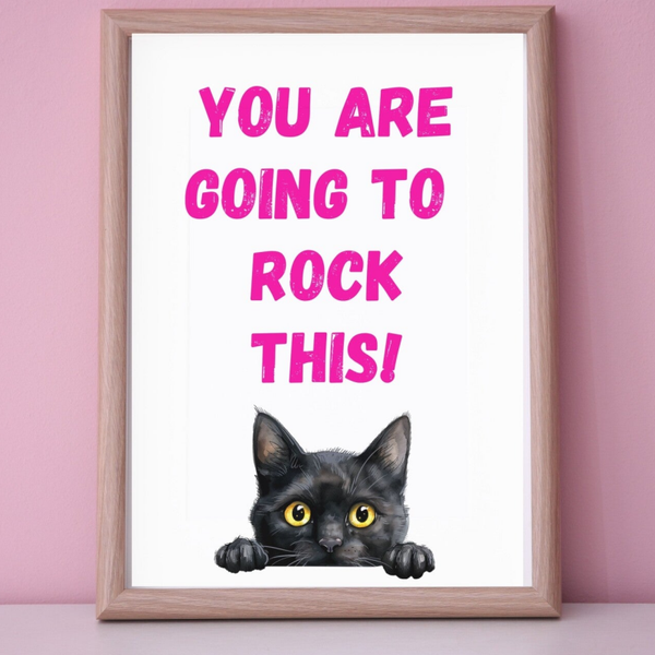 You are going to rock this! lustiges Motivationsposter Katzen Poster A4 Printable | Business Geburtstagsgeschenk | dekorative Wanddeko für Büro, Home Office & Wohnräume | Sofort-Download png-Datei