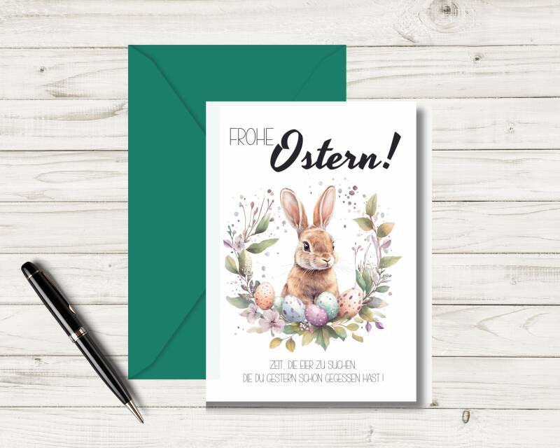 Klappkarte Frohe Ostern! | DIY Geldgeschenk zum Ausdrucken A6 14,8 cm x 21 cm | Kreative Grusskarte Last-Minute-Geschenk zu Ostern | Druckvorlage Sofort-Download png-Datei