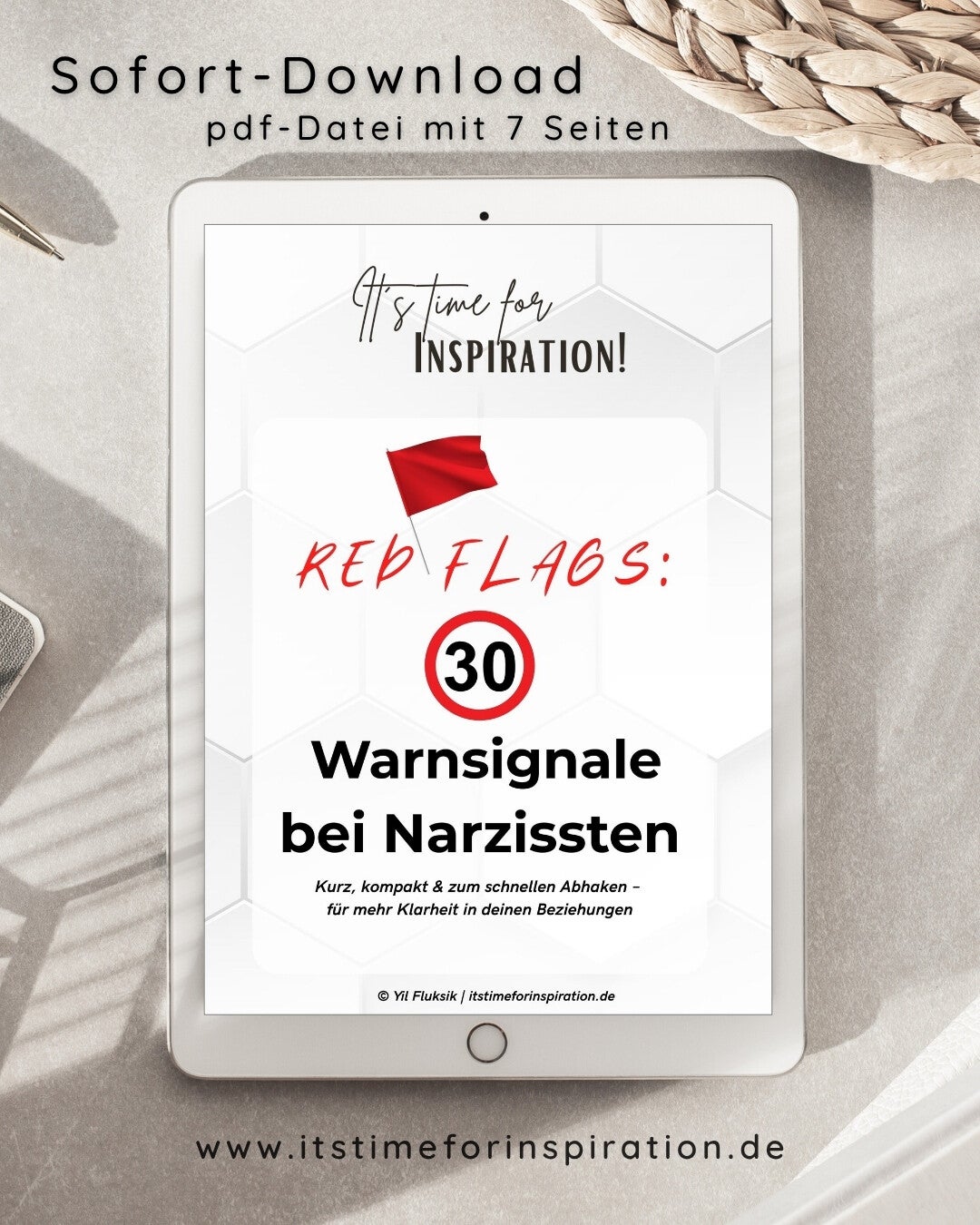Red Flags: 30 Warnsignale bei Narzissten | Checkliste, 7 Seiten erstellt von Yil Fluksik, Autorin & Betroffene | pdf, Sofort-Download