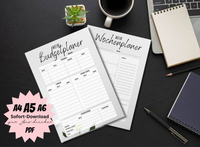 Budgetplaner Bonus Wochenplaner | Planer Monatsbudget | Finanzplanung | Haushaltsbuch Budgetplanung | Buchhaltung Sofort-Download A4 A5 A6