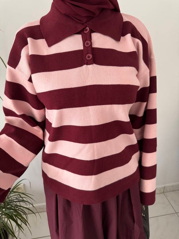 Pull polo rayé
