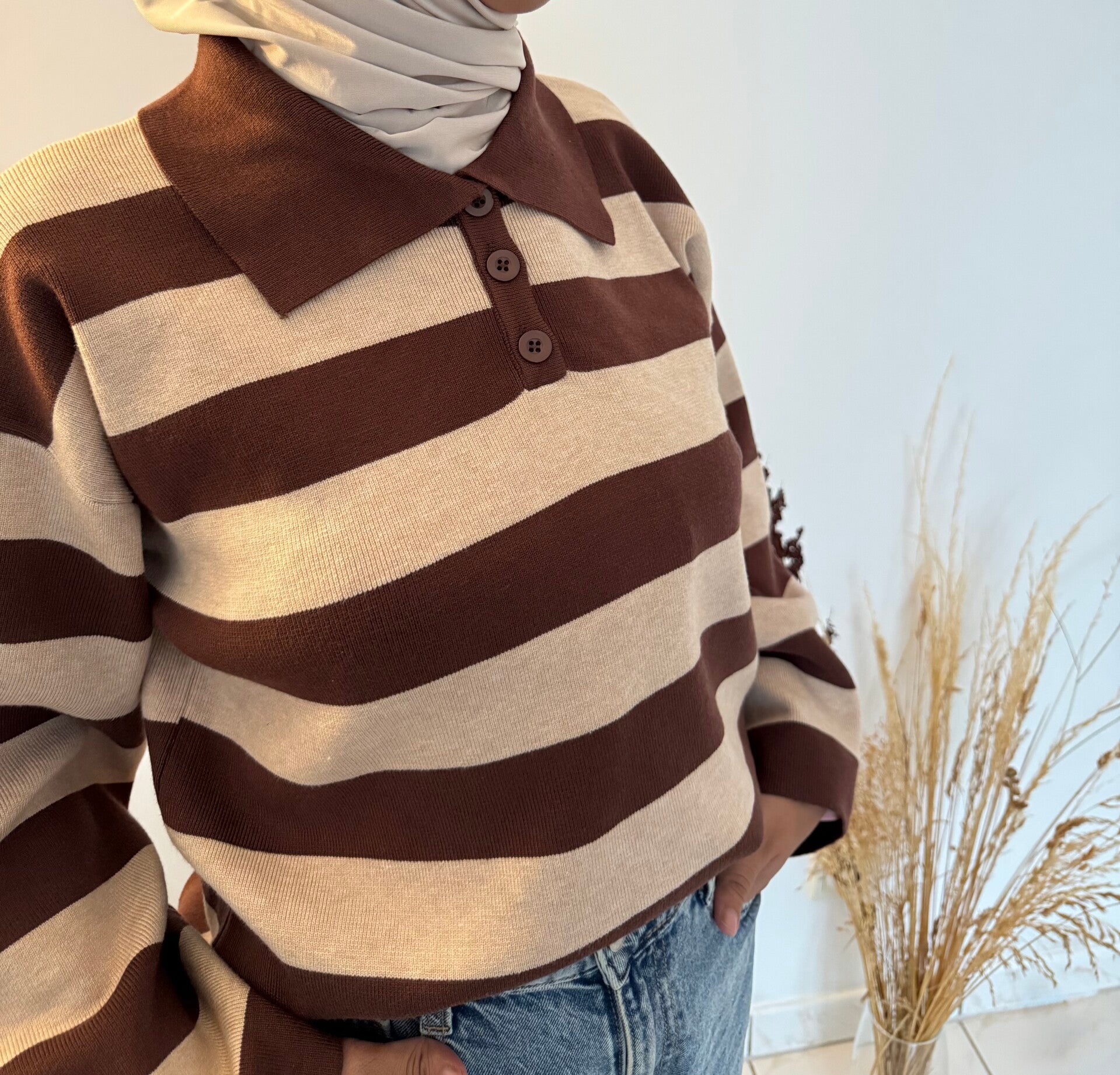 Pull polo rayé