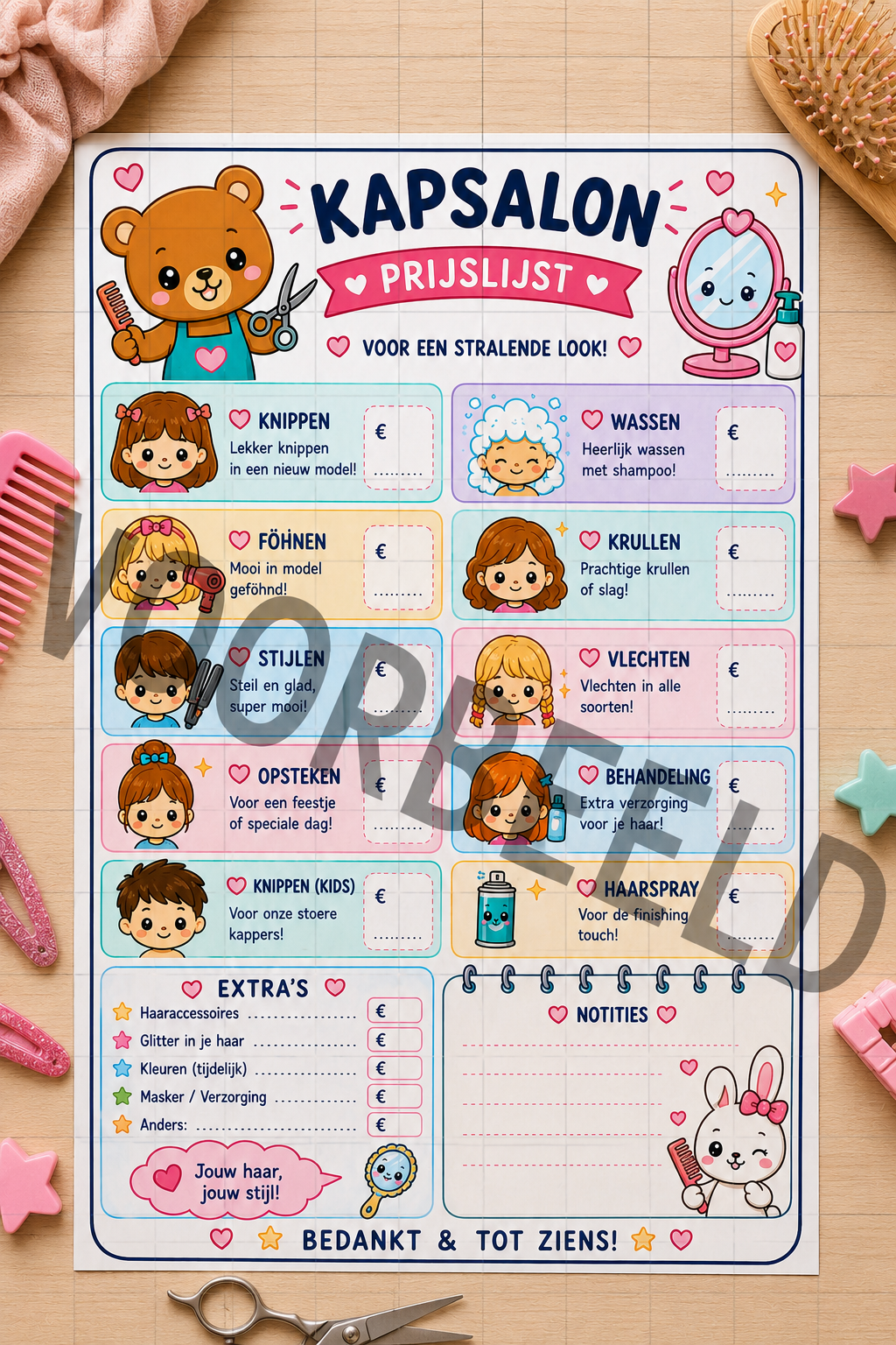 Kapsalon Speelkaart – Nederlandstalige Printable voor Kinderen