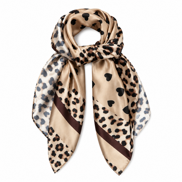 Sjaal beige panter hart