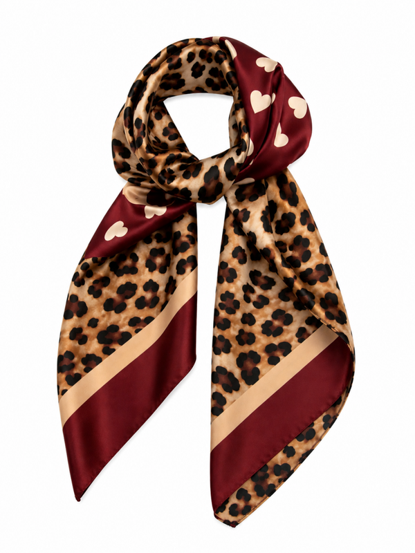Sjaal bordeaux panter hart