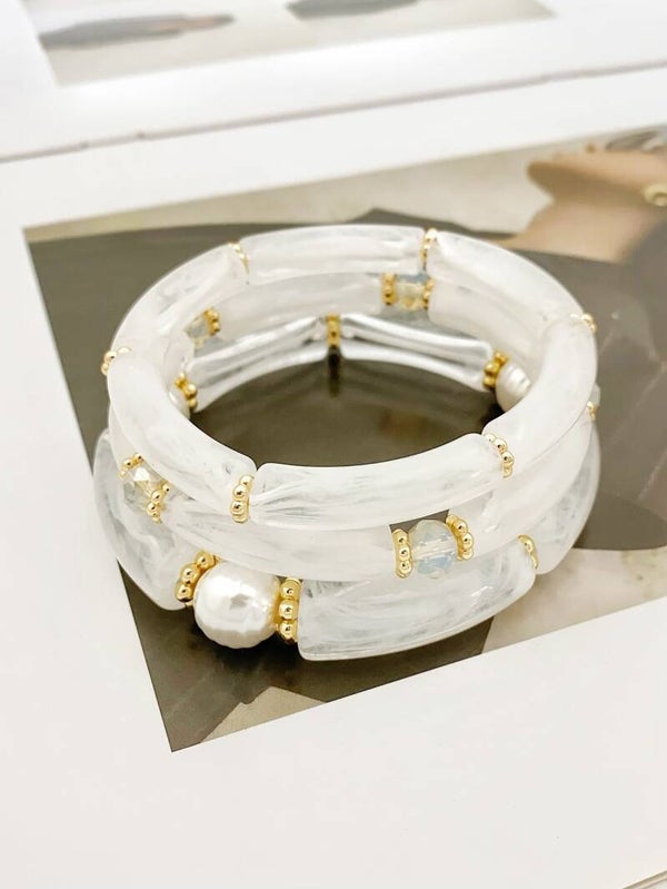 Set armbanden wit