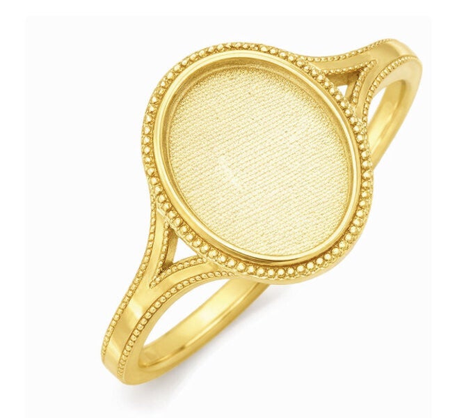 Gouden ring 14k 18k met ovale dna steen (la-rin-am-0047)