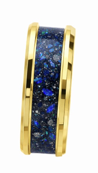 Gouden 14k of 18k  herdenkingsring met breed vulkanaal (la-rin-dna-0049