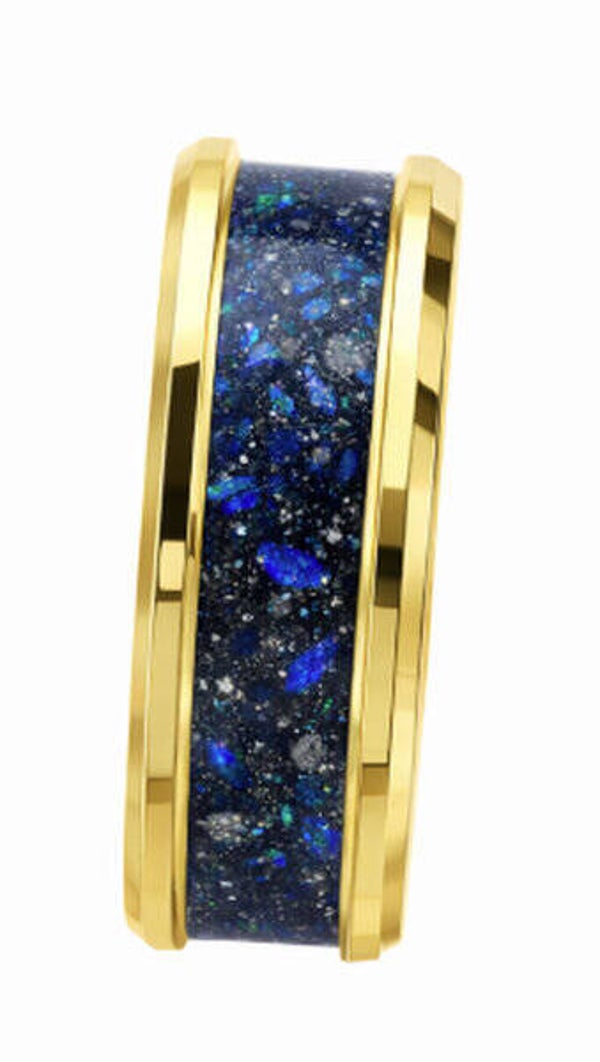 Gouden 14k of 18k  herdenkingsring met breed vulkanaal (la-rin-dna-0049
