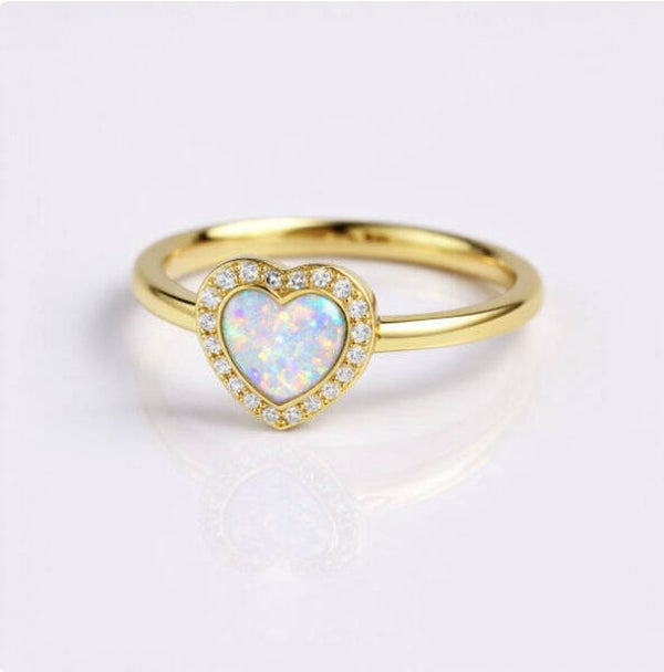 Gouden hart ring 14k 18k met moissanite steentjes (la-rin-am-0046)