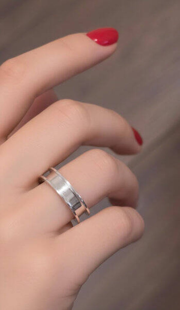 925 Zilveren inlay herinneringsring, breed. (RA-RIN-AM-0043)