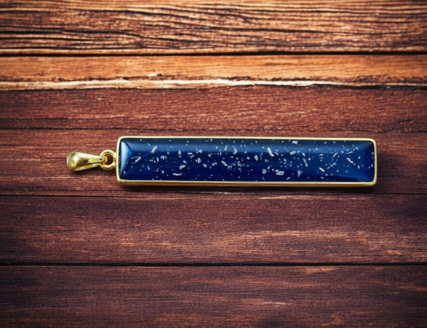 Geelgoud verguld zilveren rechthoekige hanger