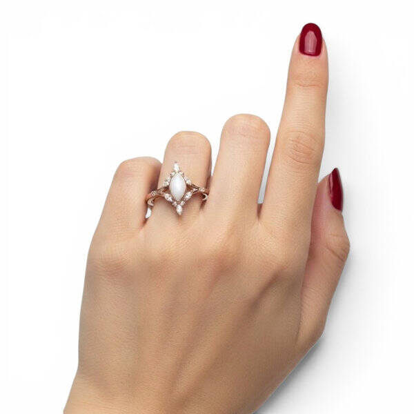 Marquise Zilveren ring voor moedermelk, maat 7
