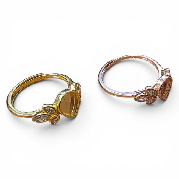 Zilveren pear ring met marquise steentje