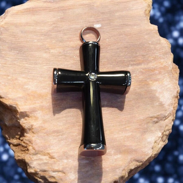 Ashanger Kruis – Vulbaar met as of zand | RVS Zwart-Zilver