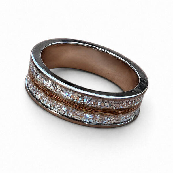 Edelstalen medium inlay herinneringsring, plat model.  et-rin-dna-0037