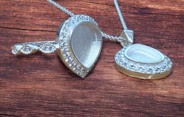 Set: Zilveren pear hanger met ketting en peer ring