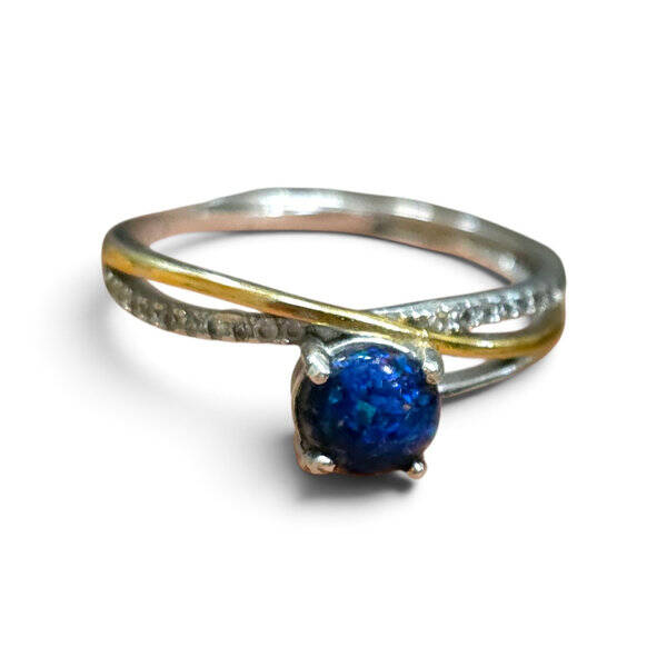 Sterling Zilveren Ring met Vergulde Details en Zirkonia te-rin-am-0041
