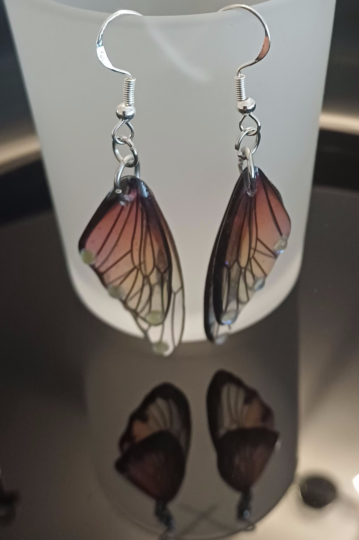 Damen Ohrschmuck Flügel orange