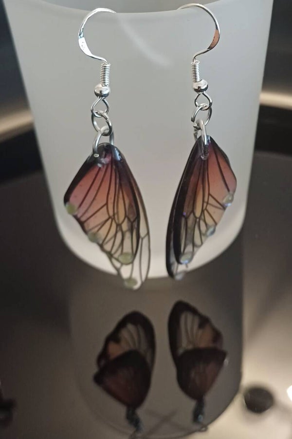 Damen Ohrschmuck Flügel orange