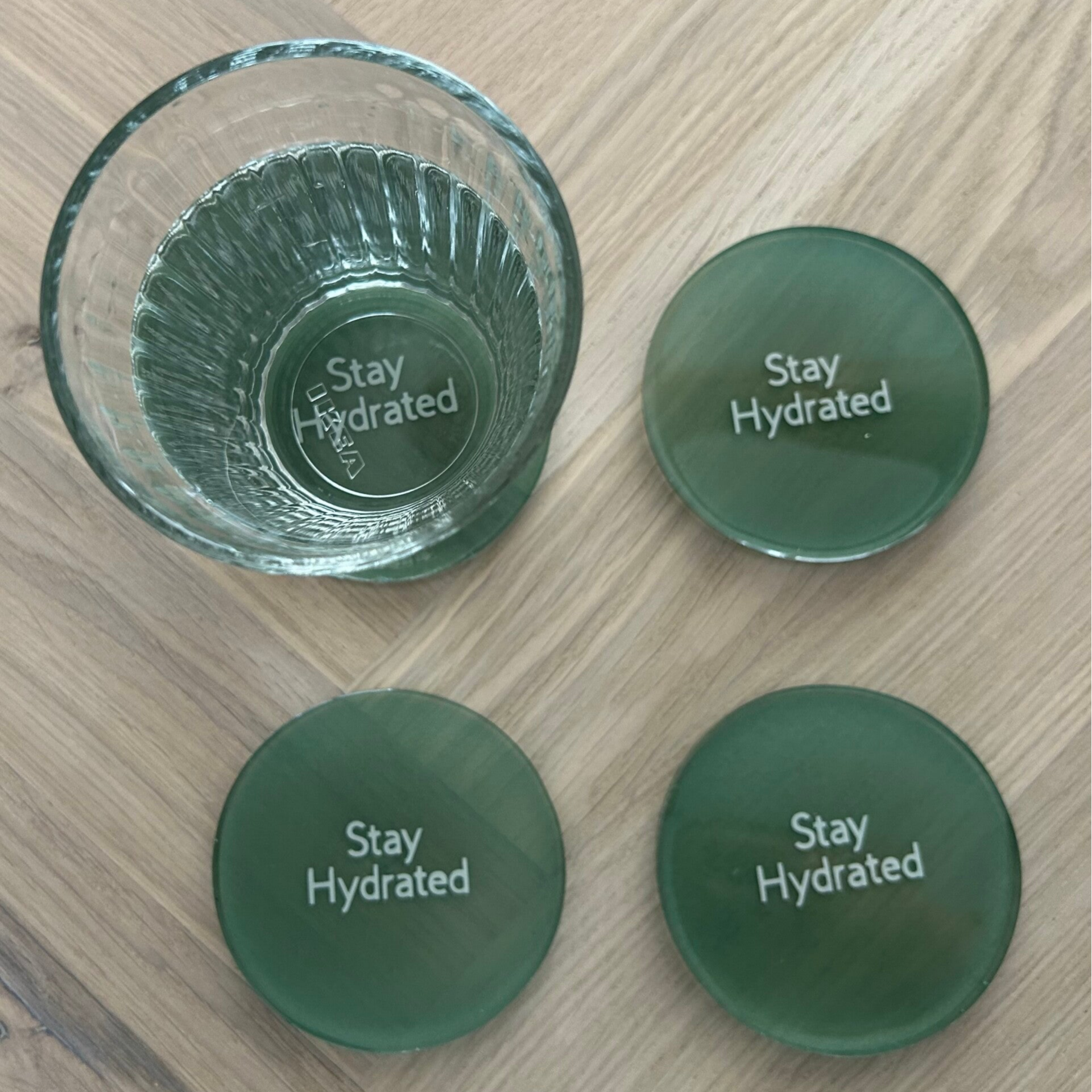 Onderzetters “Stay Hydrated” groen