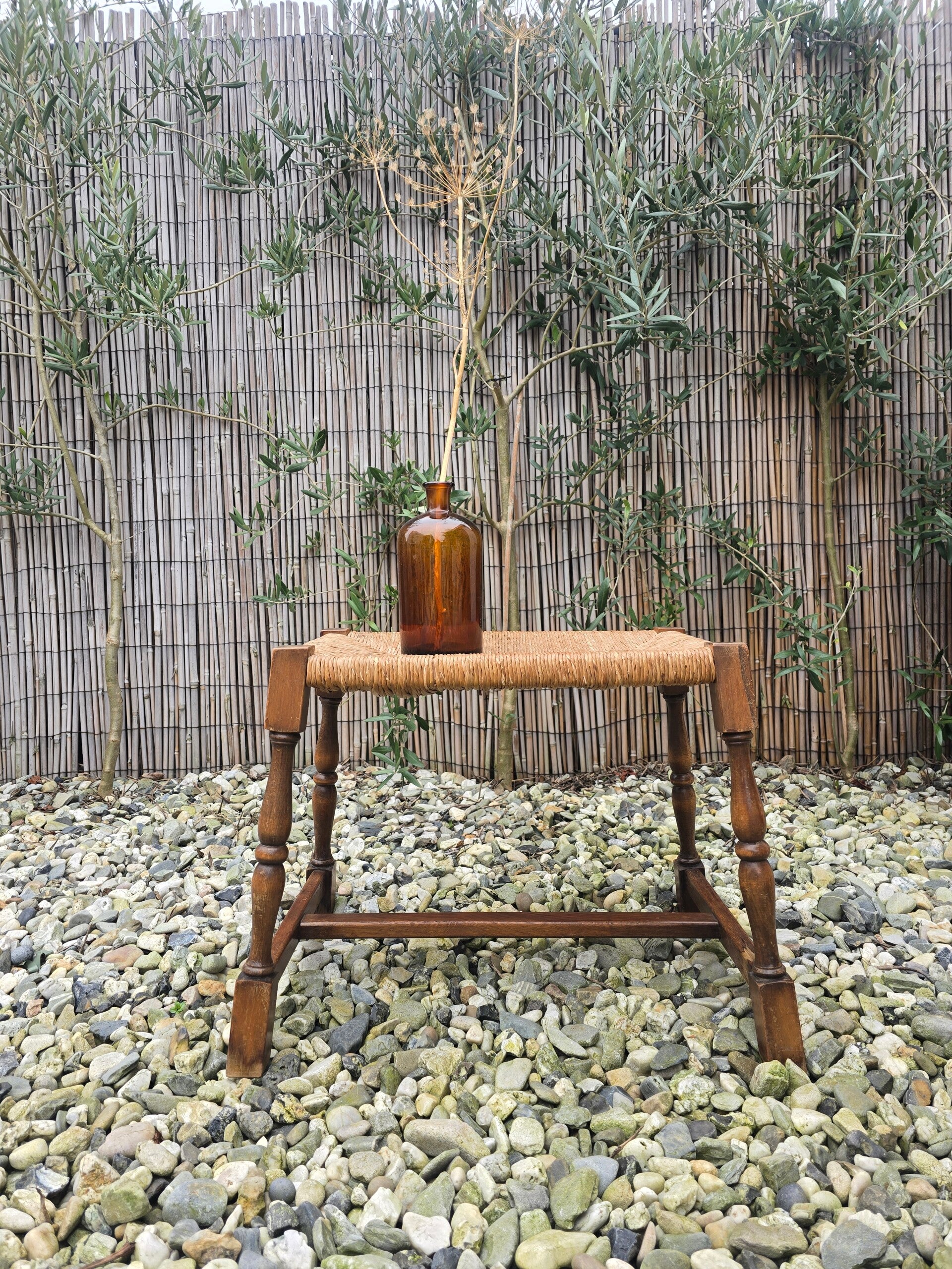 Bankje hout/riet