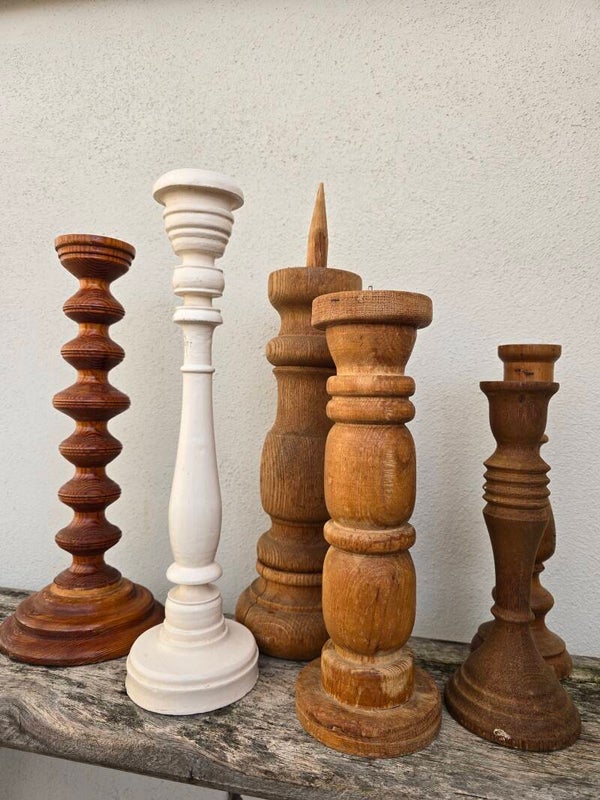 Set houten Kandelaars