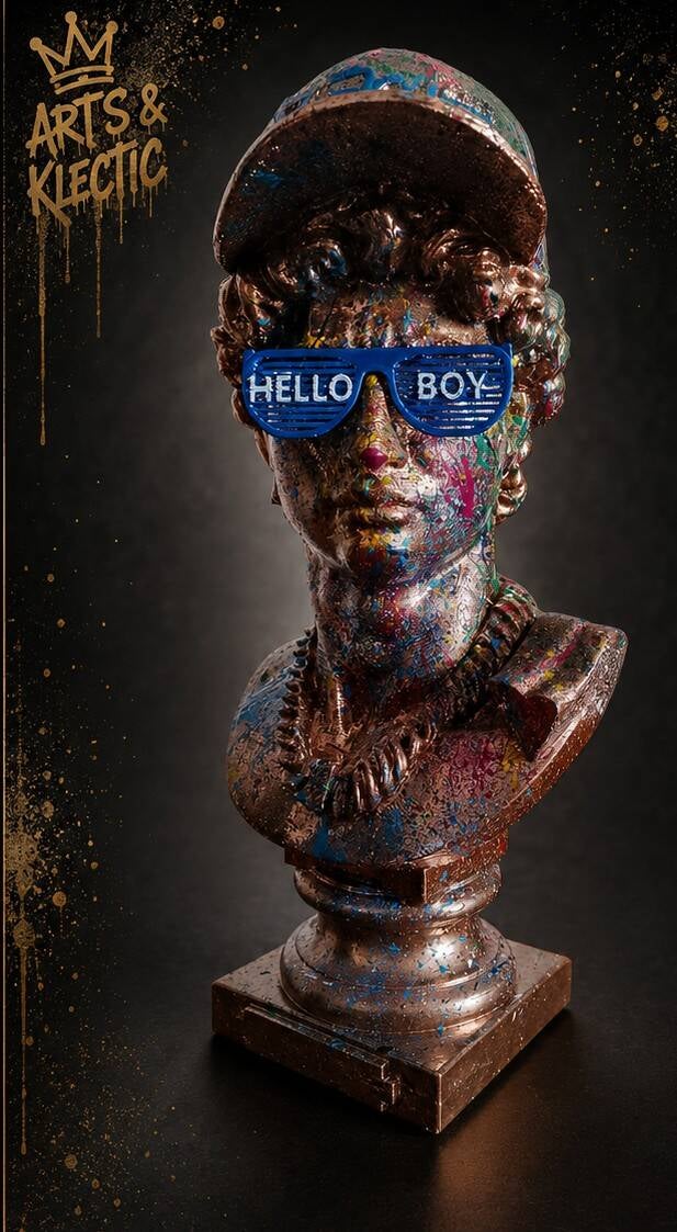 HELLO BOY — Buste Street Art, création 3D originale