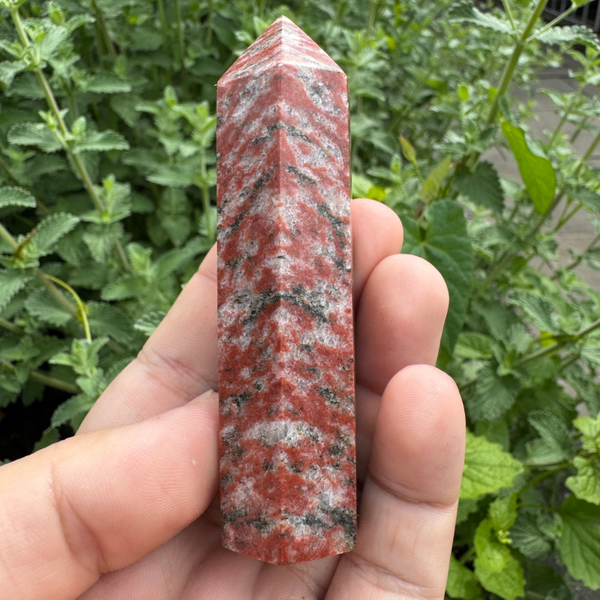 Red sesame jasper obelisk #1