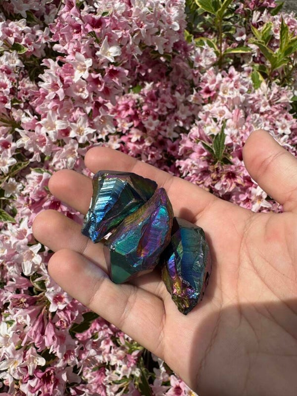 Titanium aura amethist puntje