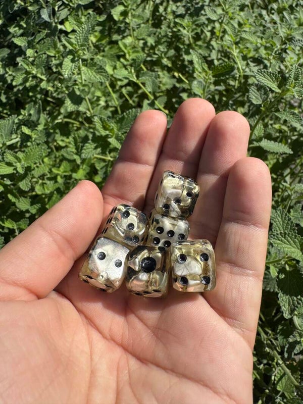 Epoxy resin dobbelstenen set D6 met howliet