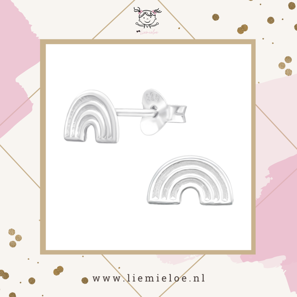 Oorbel knopjes - Regenboog zilver