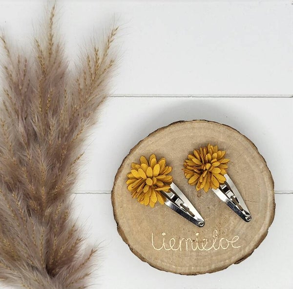 Haarclips Daisy 2 st - okergeel