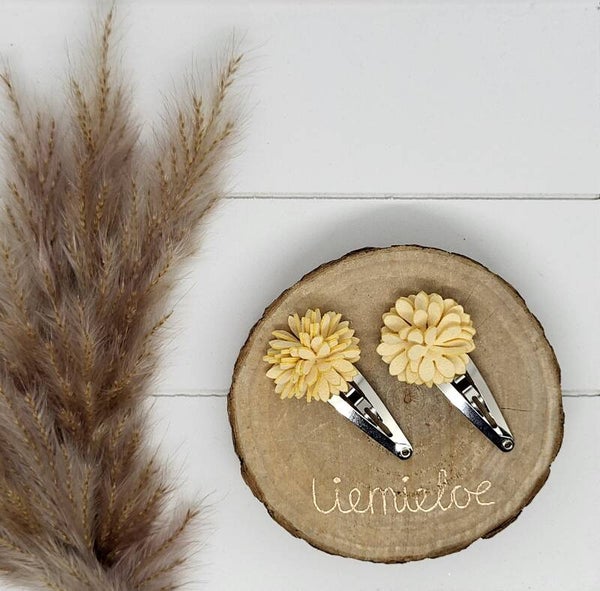 Haarclips Daisy 2 st - lichtgeel